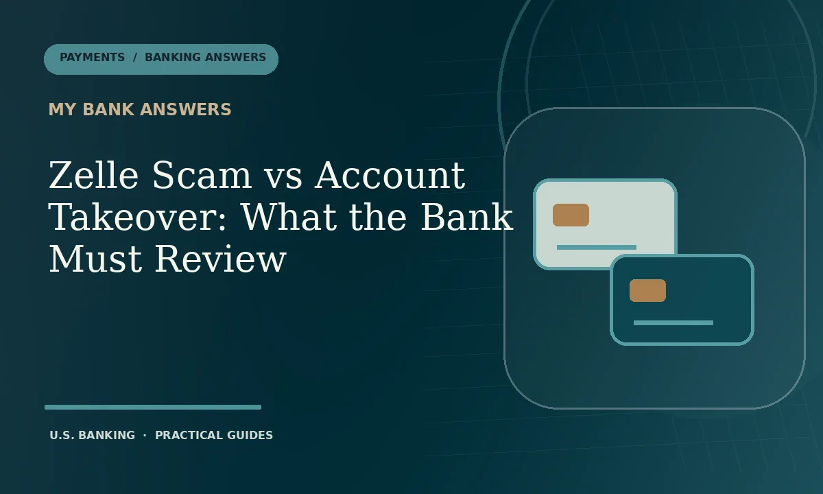 Illustration for Zelle Scam vs Account Takeover: What the Bank Must Review