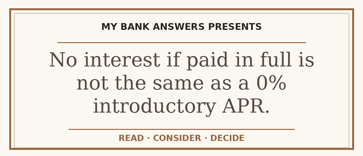Editorial guide: No interest if paid in full is not the same as a 0% introductory APR.