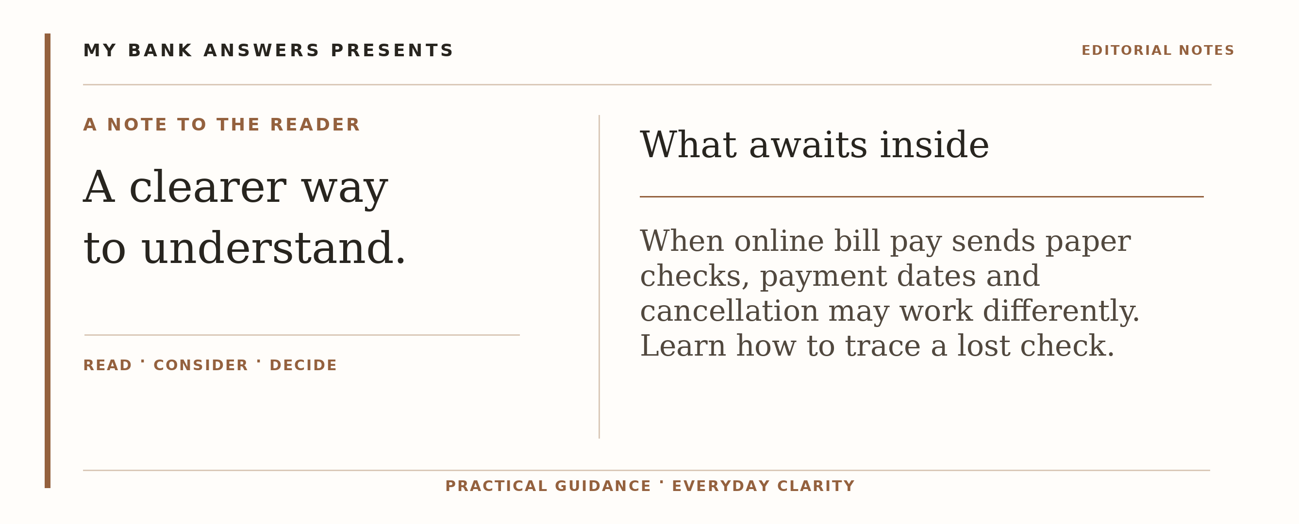 Editorial introduction: When online bill pay sends paper checks, payment dates and cancellation may work differently. Learn how to trace a lost check.