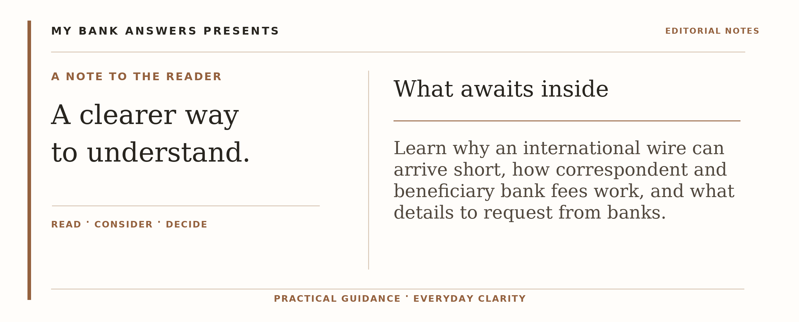 Editorial introduction: Learn why an international wire can arrive short, how correspondent and beneficiary bank fees work, and what details to request from banks.