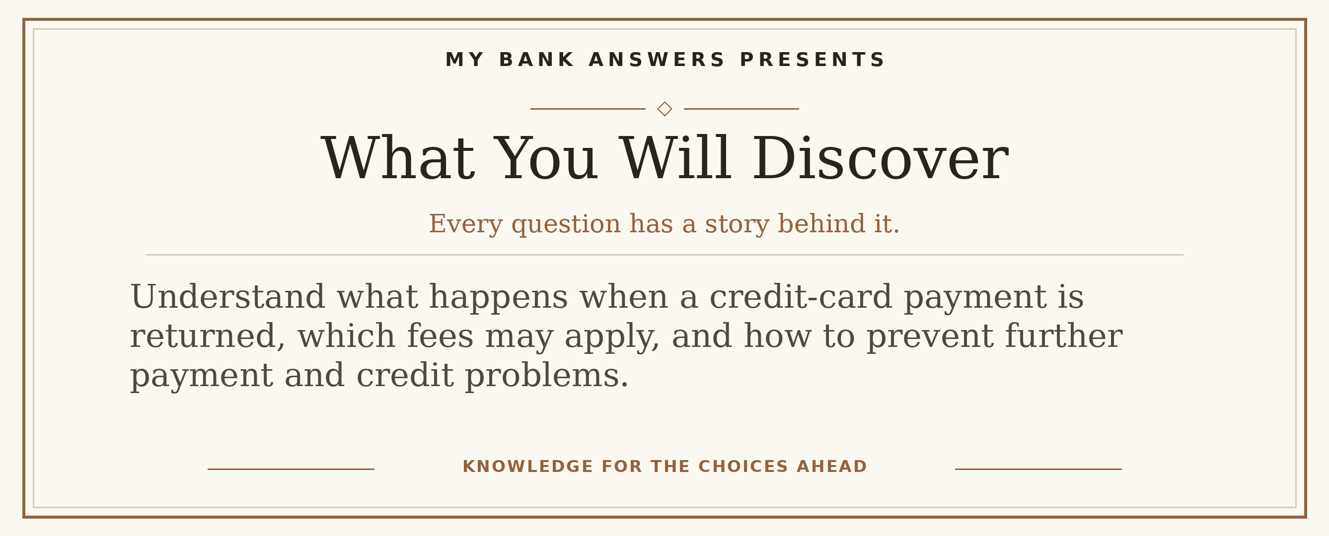 Editorial introduction: Understand what happens when a credit-card payment is returned, which fees may apply, and how to prevent further payment and credit problems.