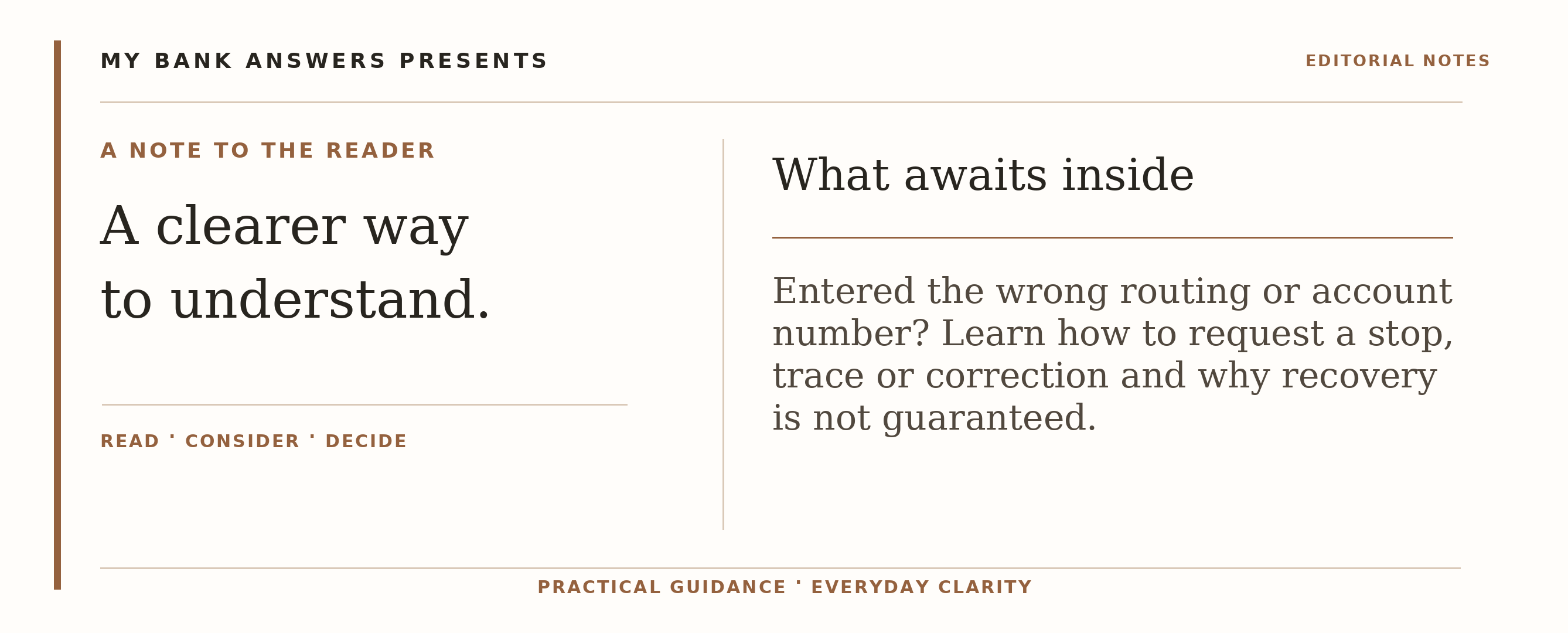 Editorial introduction: Entered the wrong routing or account number? Learn how to request a stop, trace or correction and why recovery is not guaranteed.