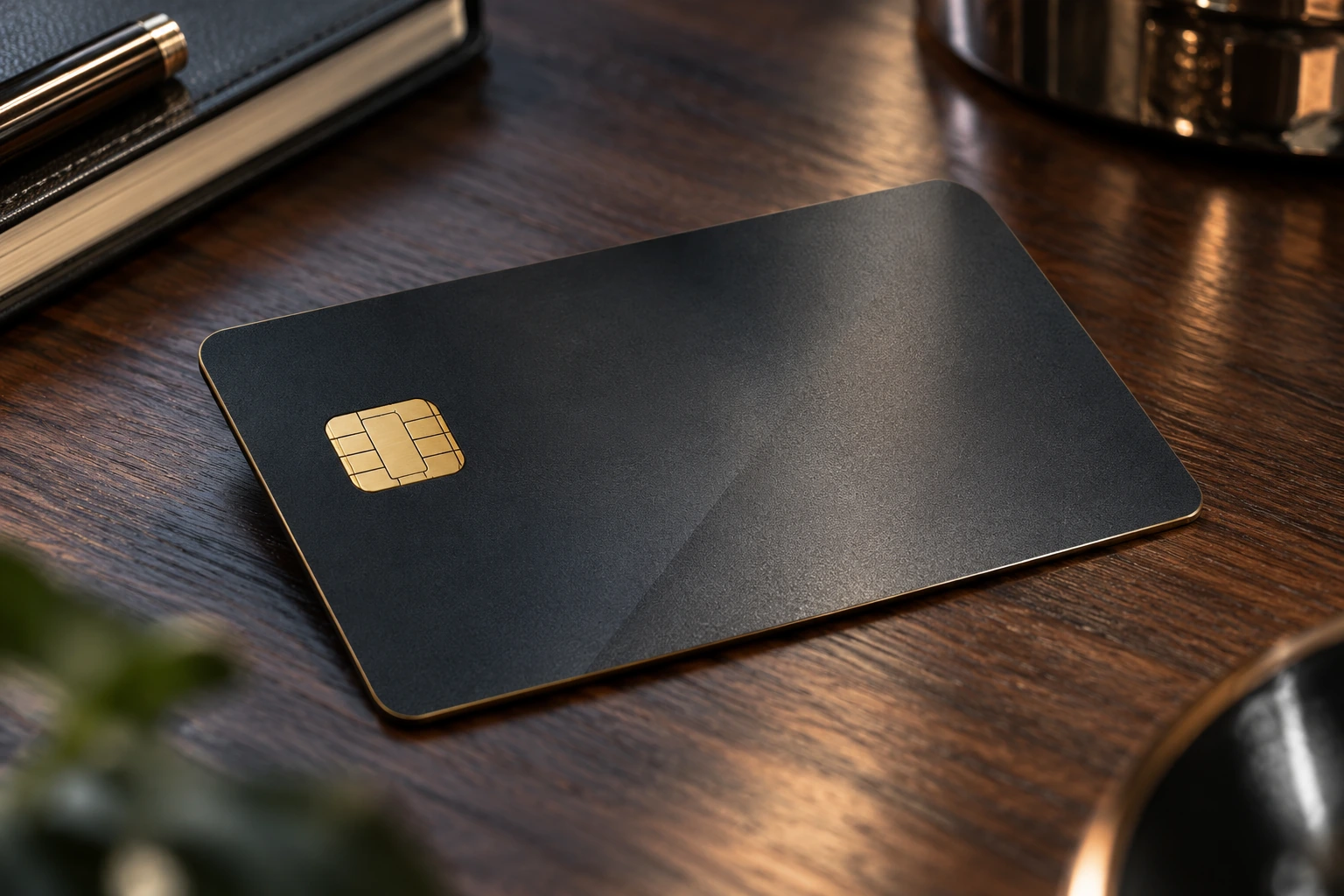 Credit card with metallic chip