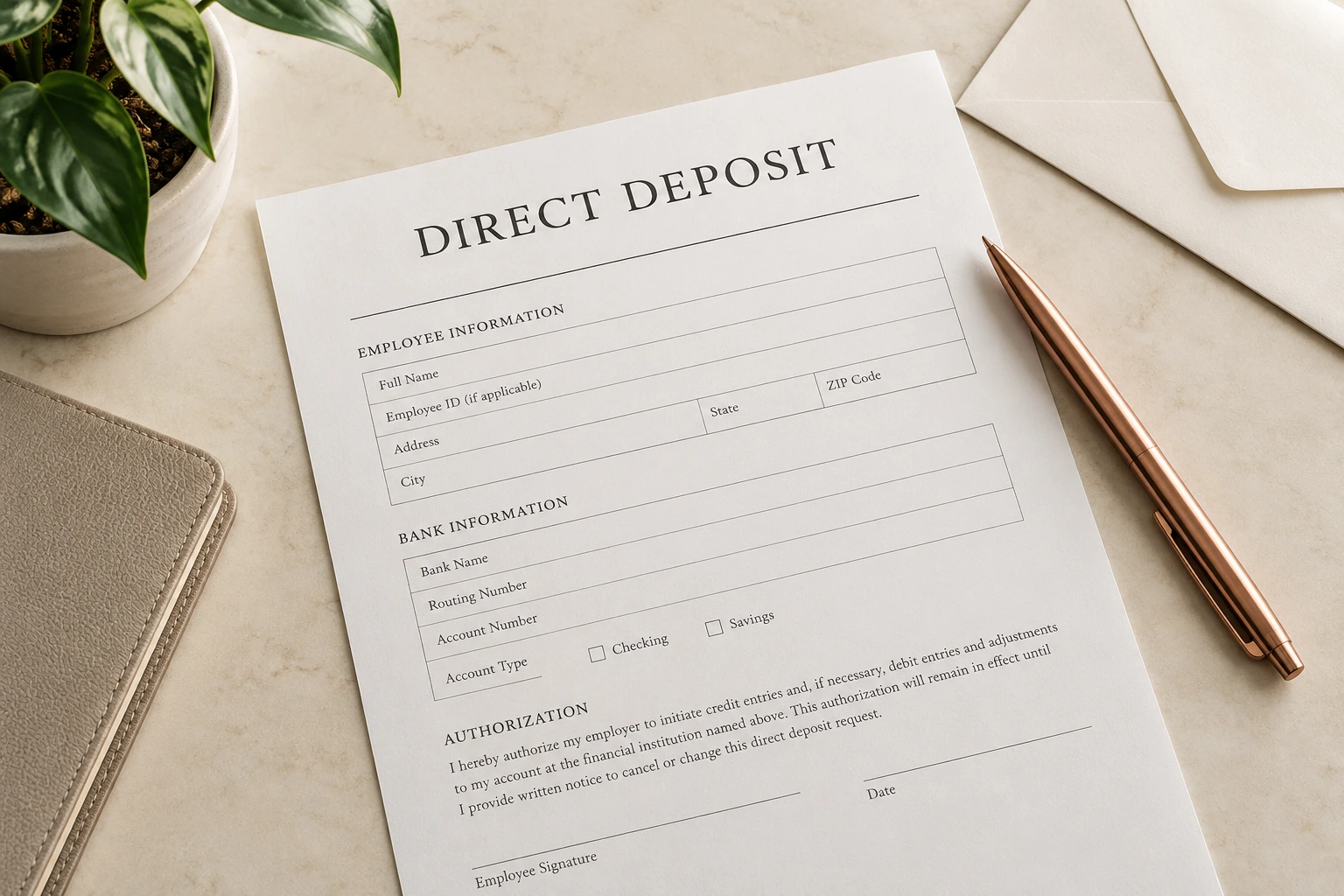 Direct deposit form