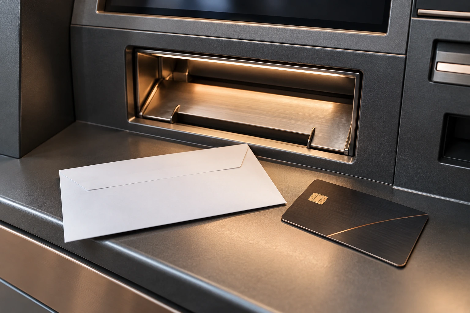 ATM deposit slot and envelope