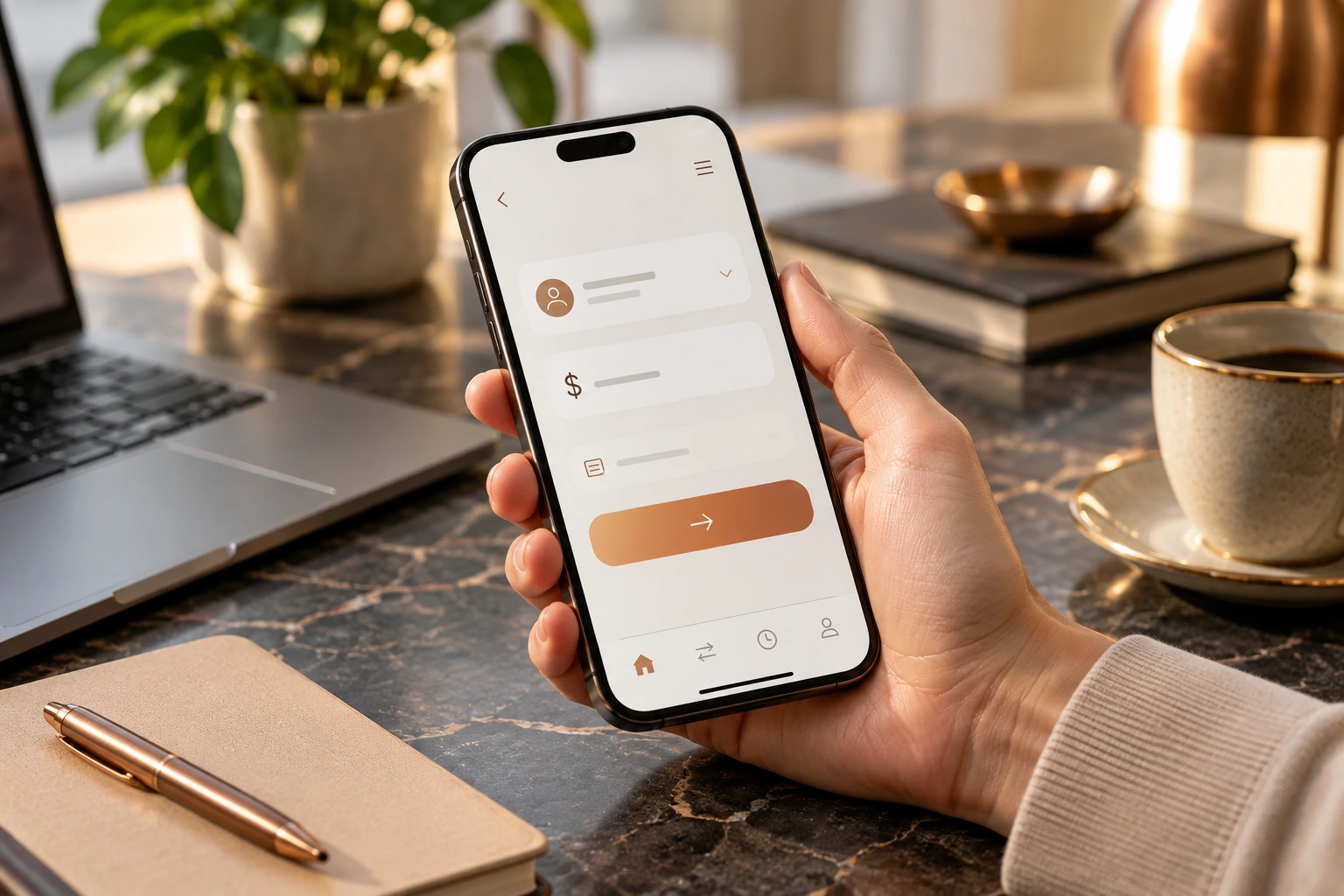 Managing a money transfer on a smartphone
