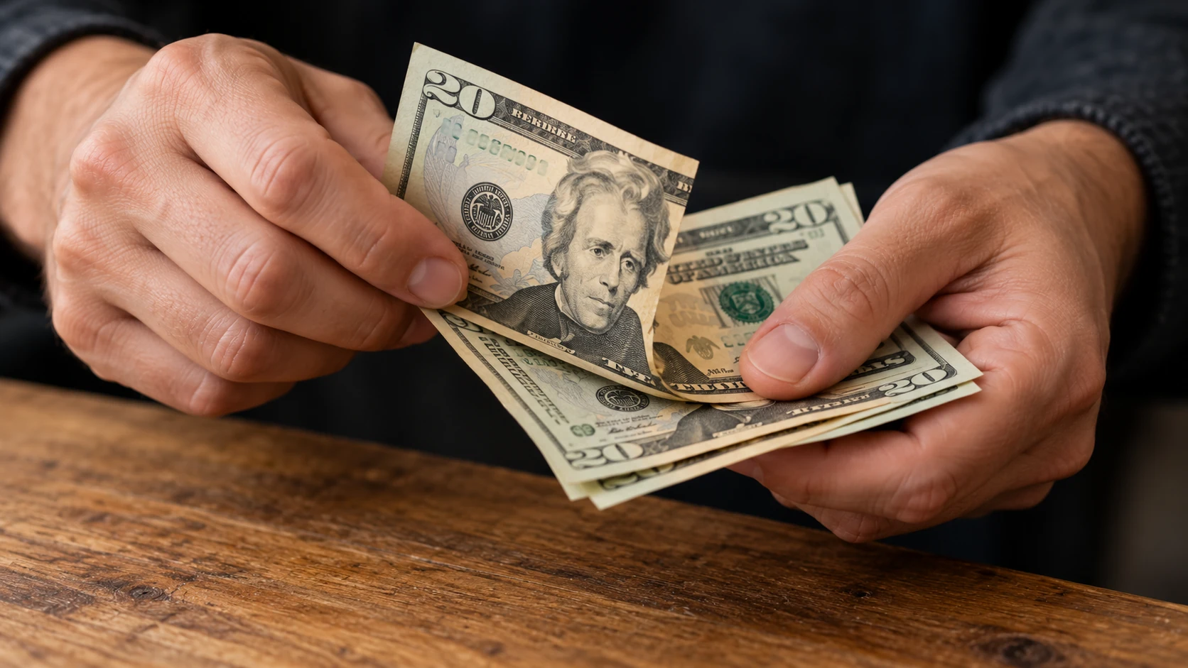 Hands counting U.S. dollar notes