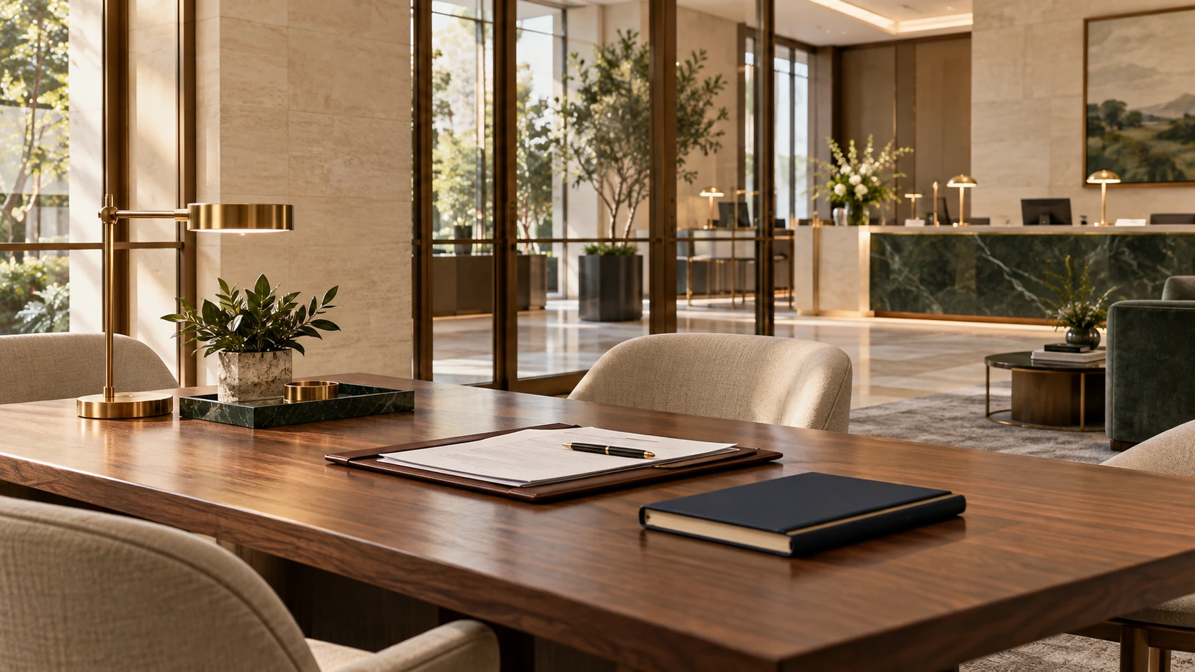 A refined modern bank consultation lounge
