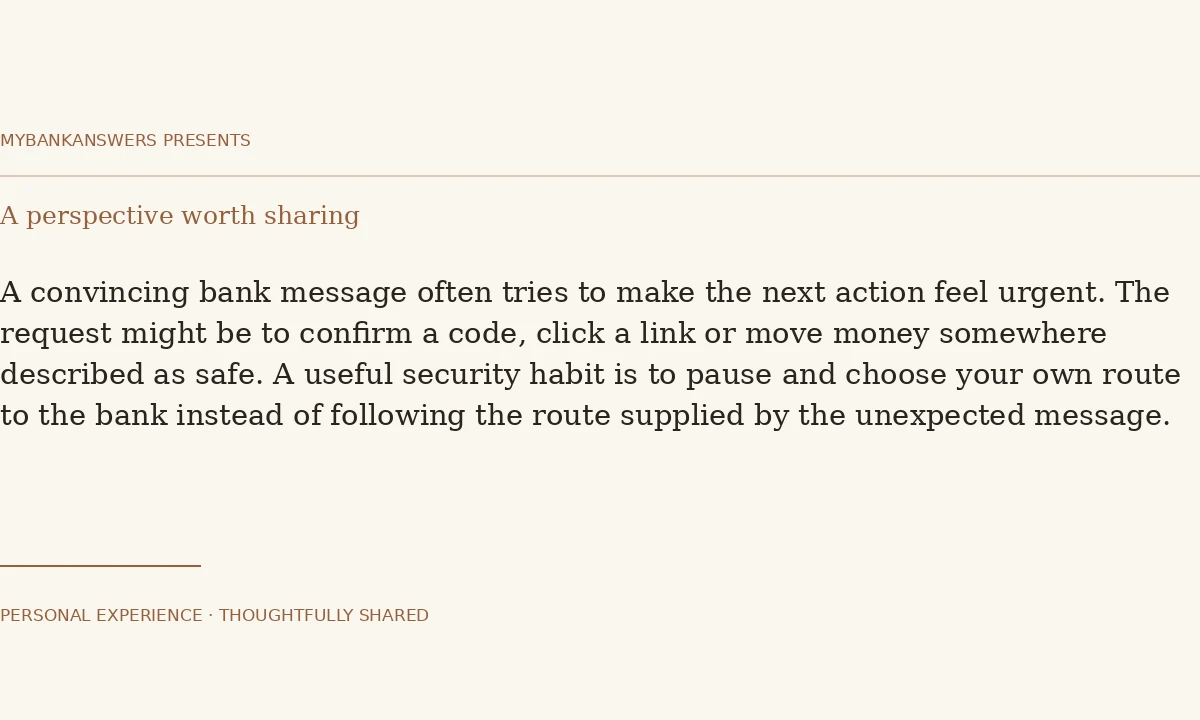 A calm pause can interrupt a bank impersonation scam