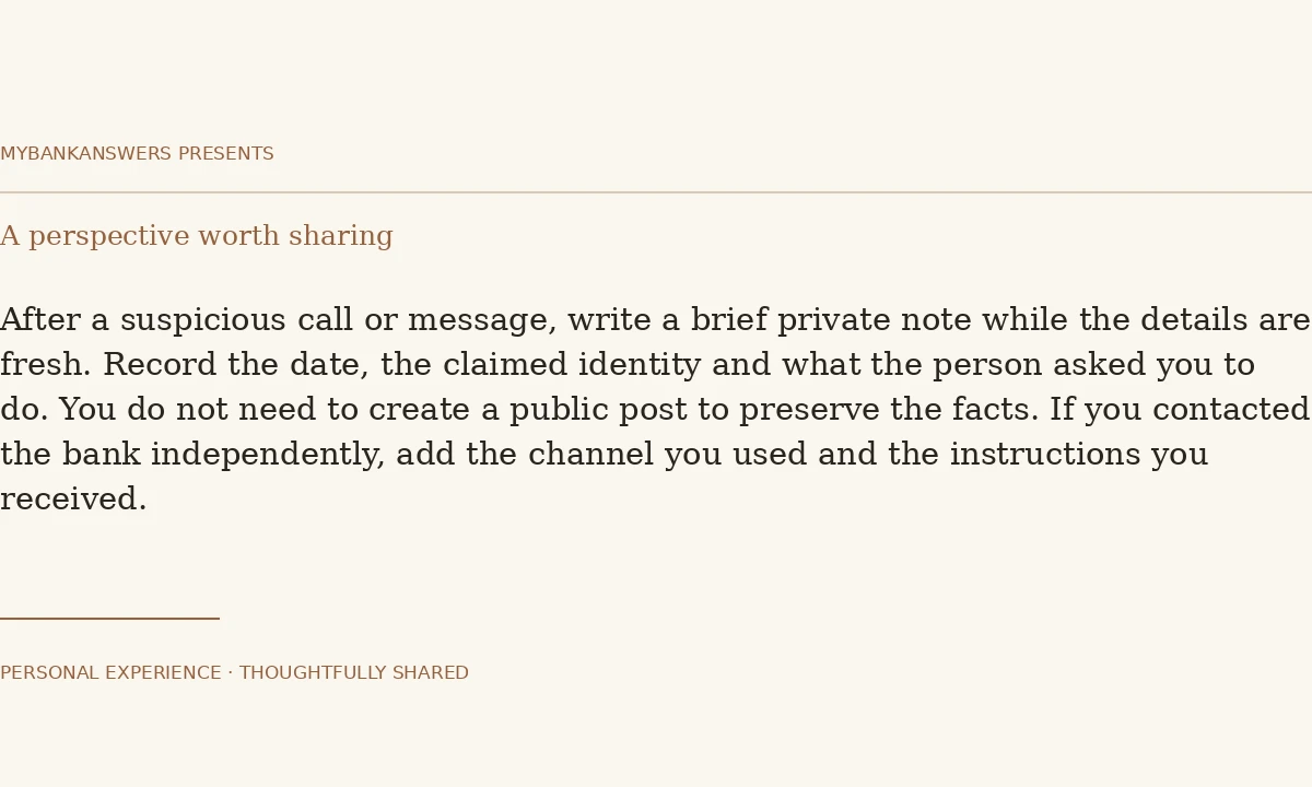 Keep a private incident note after a suspicious message